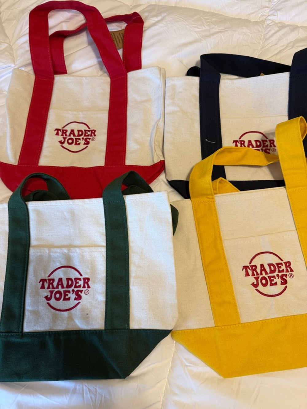 Mini Canvas Tote Bag - Red, Green, Yellow, Black Trim Options
